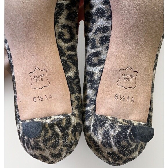 Vintage Talbots Leopard Print Bow Heels Women’s 6.5 AA Leather Sole Kitten Pumps - Picture 5 of 7